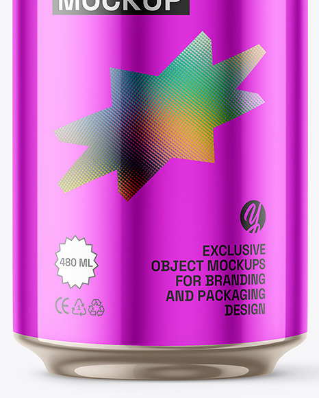 330ml Glossy Metallic Aluminium Can Mockup