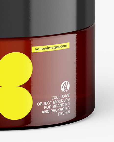 Amber Glass Cosmetic Jar Mockup