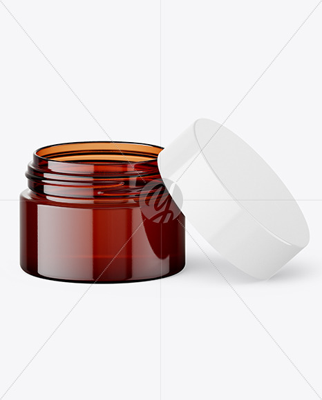 Amber Glass Cosmetic Jar Mockup