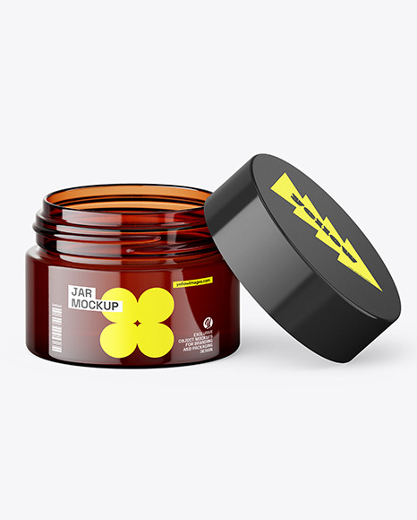 Amber Glass Cosmetic Jar Mockup