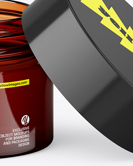 Amber Glass Cosmetic Jar Mockup