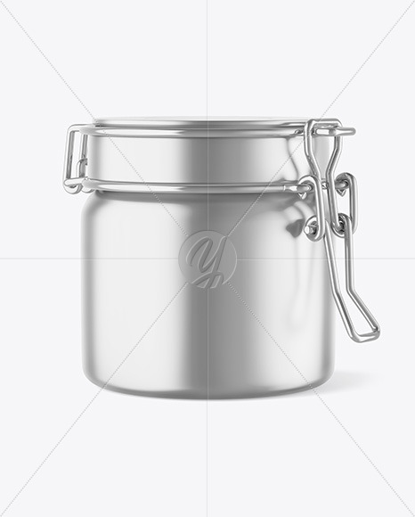 Matte Metallic Jar w/ Clamp Lid Mockup