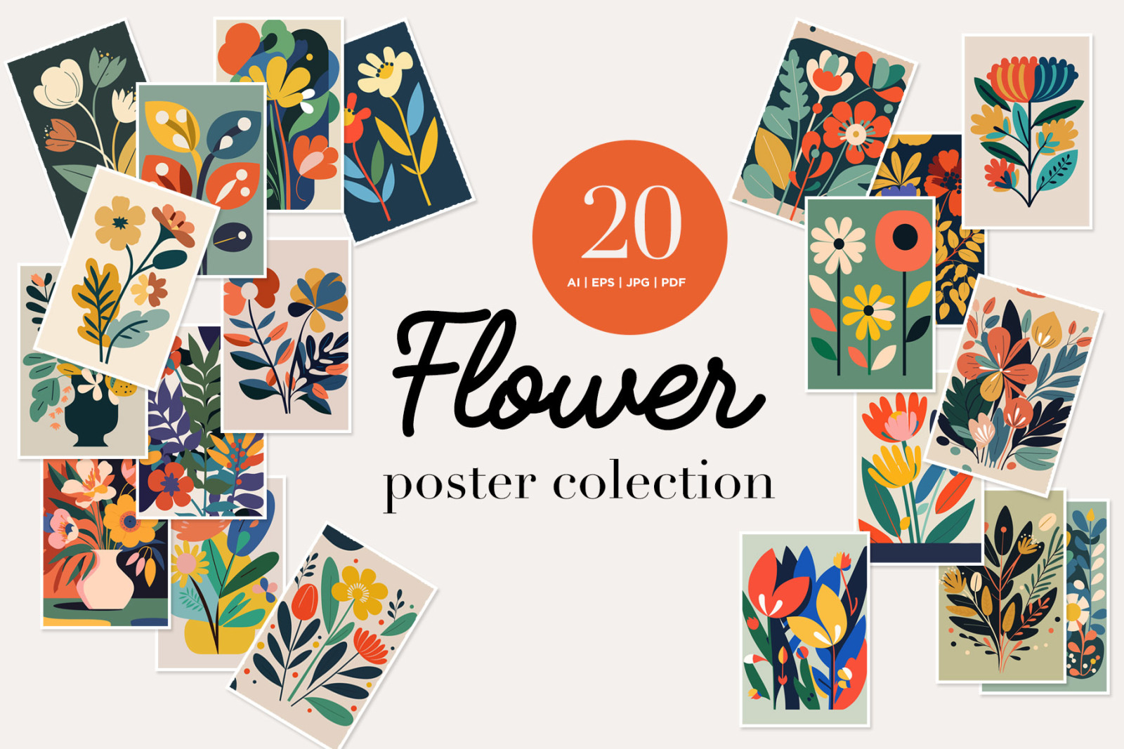 Botanical Flower - Poster colection on Yellow Images Creative Store ...