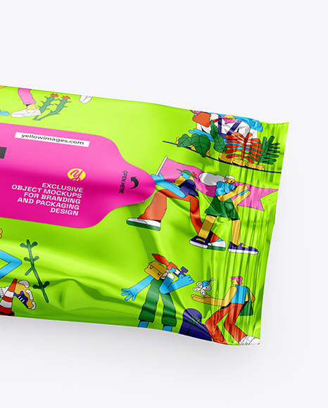 Metallic Wet Wipes Package Mockup