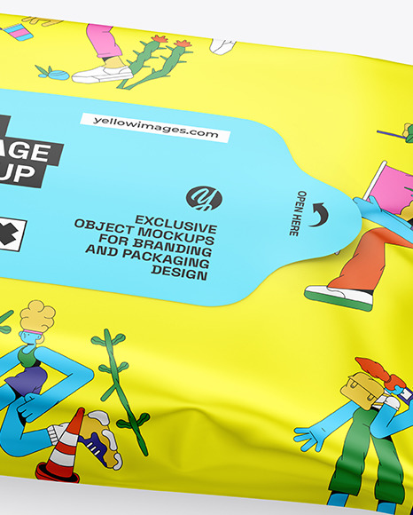 Matte Metallic Wet Wipes Package Mockup