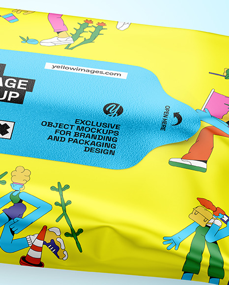 Matte Metallic Wet Wipes Package Mockup