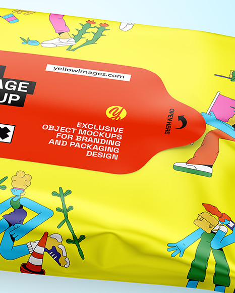 Matte Metallic Wet Wipes Package Mockup