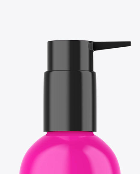Glossy Cosmetic Bottle with Pump Mockup