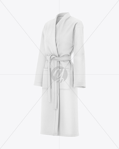 Women's Waffle Terry Bathrobe Mockup - Half Side View