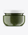 Clear Glass Jar with Pesto Sauce Mockup