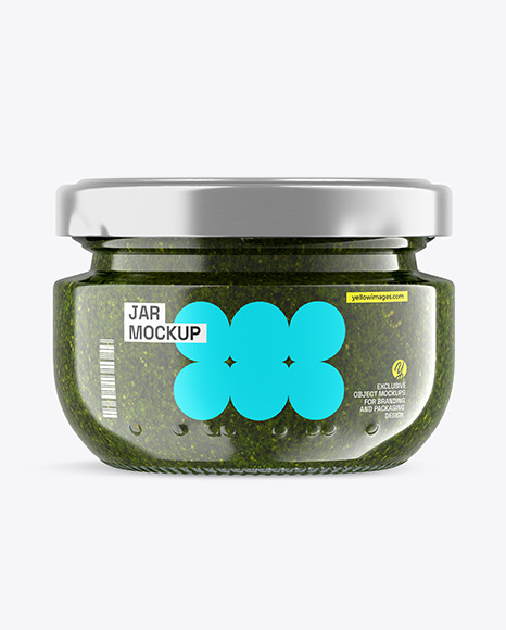 Clear Glass Jar with Pesto Sauce Mockup