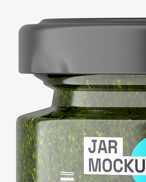 Clear Glass Jar with Pesto Sauce Mockup