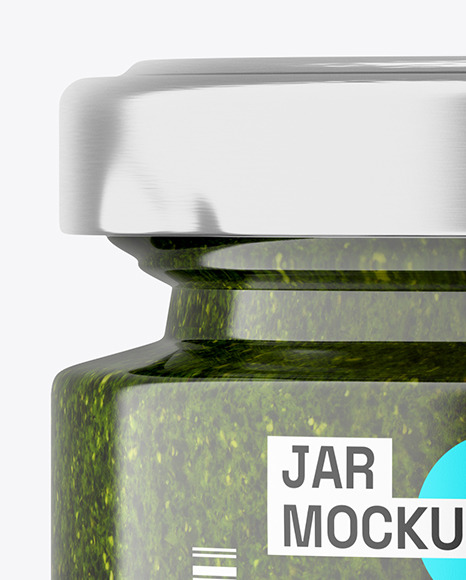 Clear Glass Jar with Pesto Sauce Mockup