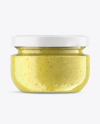 Clear Glass Jar with Mustard Sauce Mockup