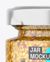 Clear Glass Jar with Mustard Sauce Mockup