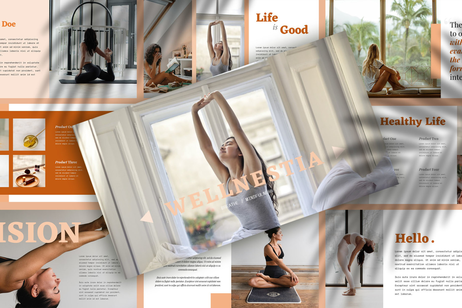 WELLNESTIA - Yoga Pastel PowerPoint Template WELLNESTIA - Yoga Pastel PowerPoint Template