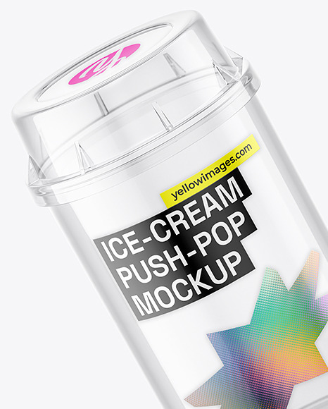 Empty Clear Plastic Ice-Cream Push-Pop Mockup