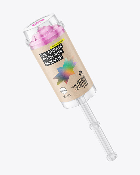 Clear Plastic Push-Pop w/ Ice-Cream Mockup