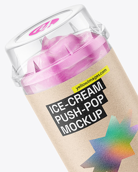 Clear Plastic Push-Pop w/ Ice-Cream Mockup