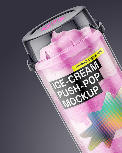 Clear Plastic Push-Pop w/ Ice-Cream Mockup