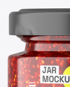 Clear Glass Jar with Raspberry Jam Mockup