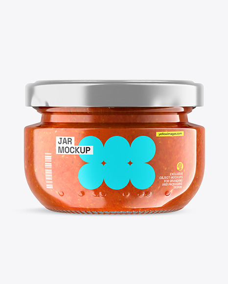 Clear Glass Jar with Sauce Mockup