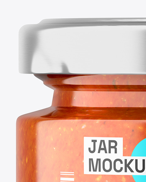 Clear Glass Jar with Sauce Mockup