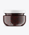 Clear Glass Jar with Raspberry Jam Mockup