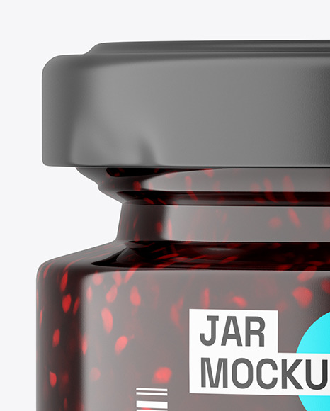 Clear Glass Jar with Raspberry Jam Mockup