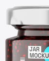 Clear Glass Jar with Raspberry Jam Mockup