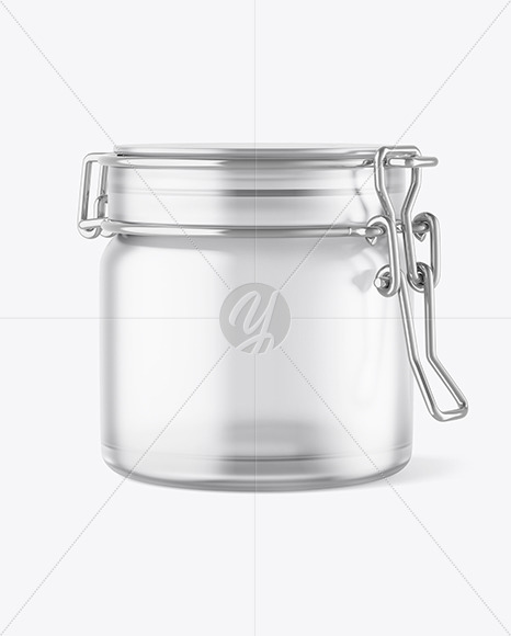 Frosted Glass Jar w/ Clamp Lid Mockup