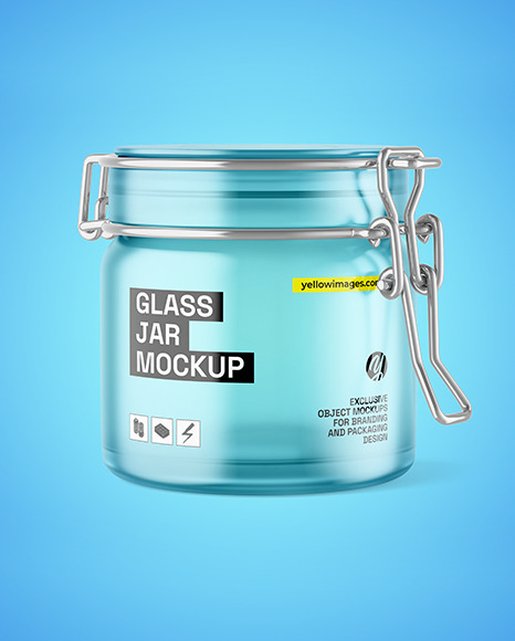 Frosted Glass Jar w/ Clamp Lid Mockup