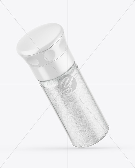 Clear Glass Glossy Jar with Salt Mockup