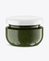 Clear Glass Jar with Pesto Sauce Mockup