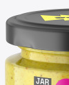 Clear Glass Jar with Mustard Sauce Mockup