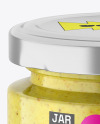 Clear Glass Jar with Mustard Sauce Mockup