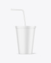 Matte Cup With Straw Mockup