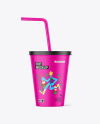 Matte Cup With Straw Mockup