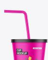 Matte Cup With Straw Mockup