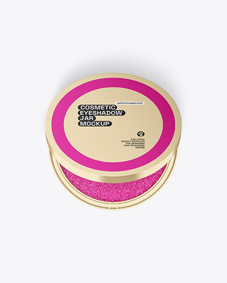 Metallic Eyeshadow Jar Mockup - Blush+texture