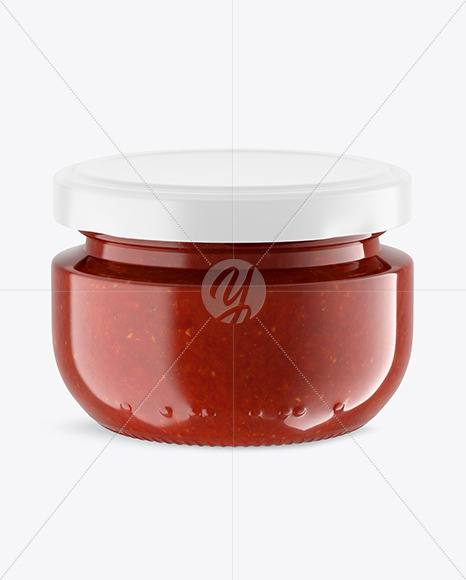 Clear Glass Jar with Sauce Mockup