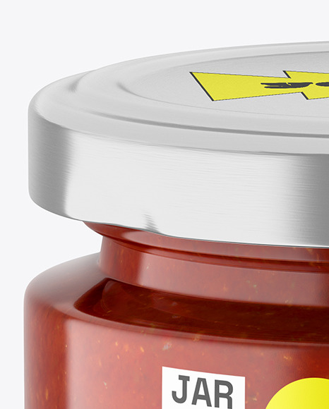 Clear Glass Jar with Sauce Mockup