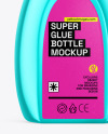 Glossy Metallic Super Glue Bottle Mockup