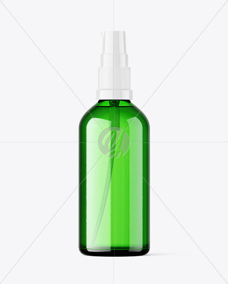 100ml Green Glass Pump Bottle Mockup