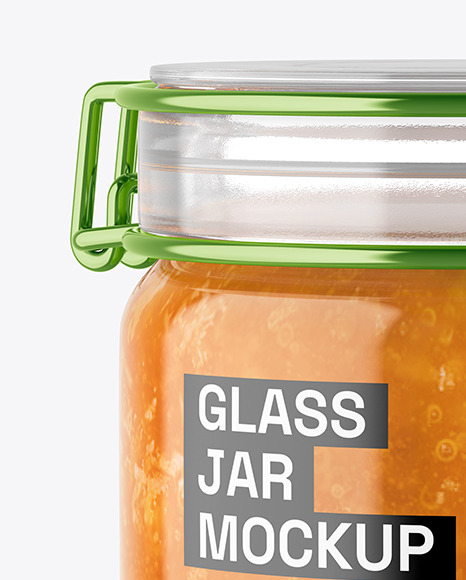 Clear Glass Jar With Apricot Jam Mockup