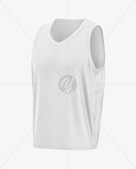 V-Neck Basketball Jersey Mockup - Half Side View