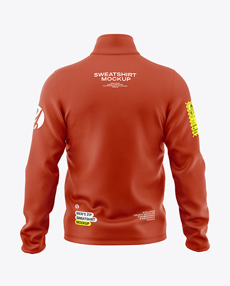 Men’s Zip Sweatshirt Mockup - Back View