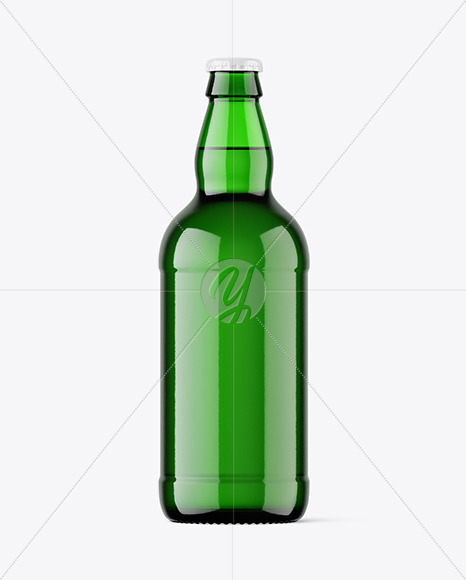 Green Glass Beer Bottle Mockup