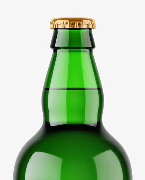 Green Glass Beer Bottle Mockup