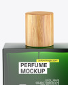 Green Glass Perfume Bottle with Box Mockup